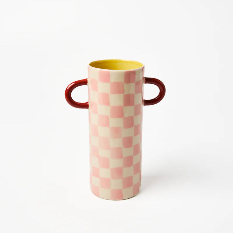 GRIFFE BUD VASE PINK CHECK