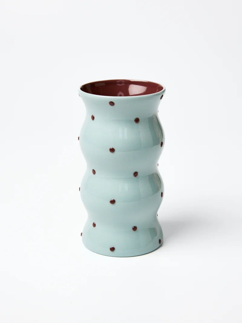 PALMA VASE BLUE BROWN DOTTY