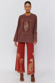 Queen of Hearts Long Sleeve Tee - Walnut