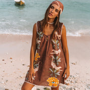 Eye of the Jungle Mini Dress - Dune