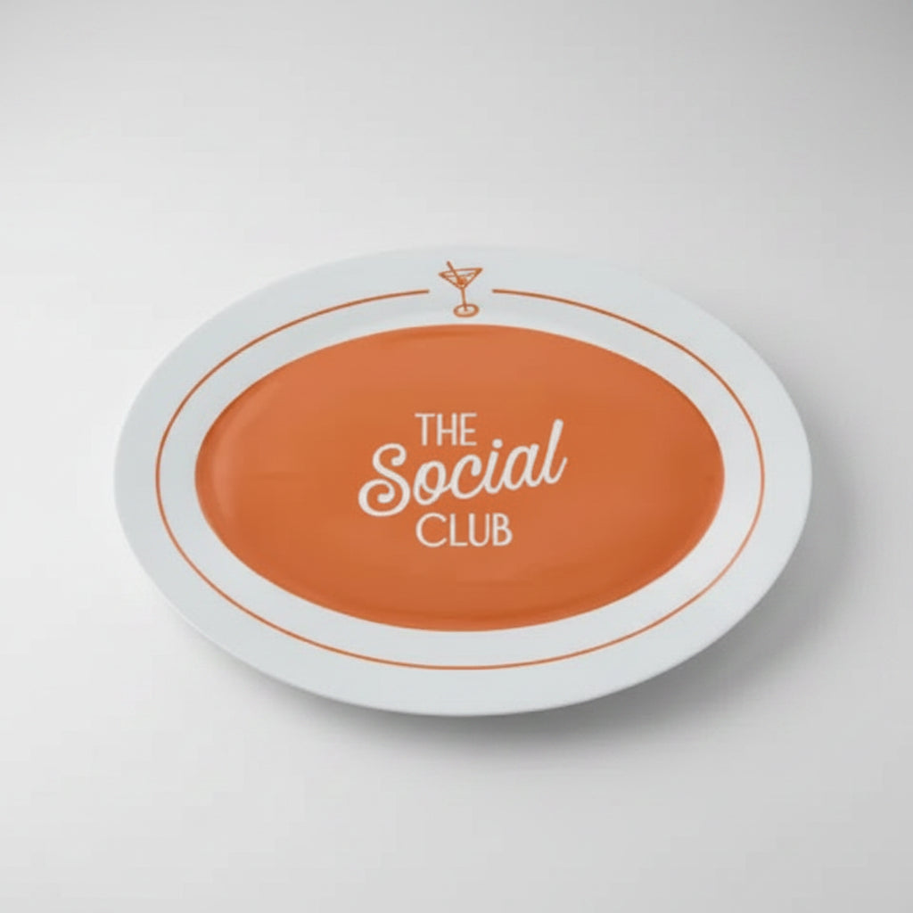 Social Cer Oval Platter Cherry/White